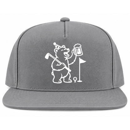 Grey Party Animal Bear And Beer Golf Snapback Hat