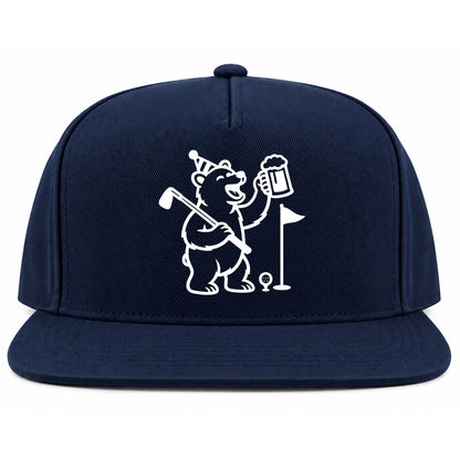Navy Blue Party Animal Bear And Beer Golf Snapback Hat