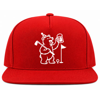 Red Party Animal Bear And Beer Golf Snapback Hat
