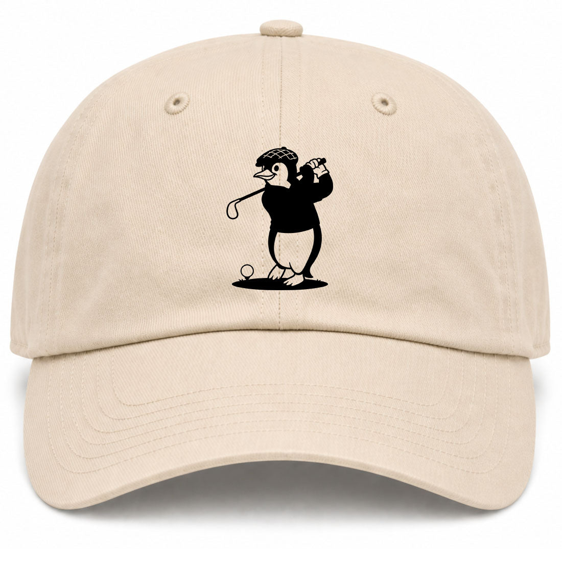 Beige Penguin Golf Dad Hat