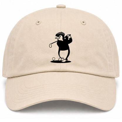 Beige Penguin Golf Dad Hat