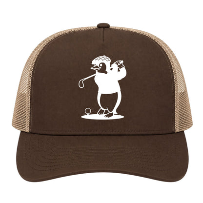 Brown Penguin Golf Trucker Hat