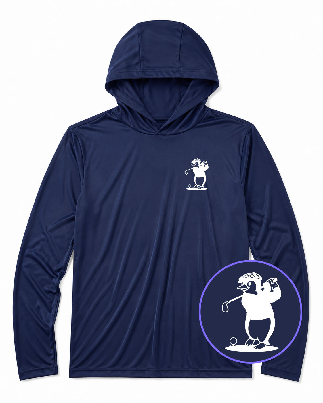 Navy Blue Penguin Men's Lightweight Performance Golf Hoodie