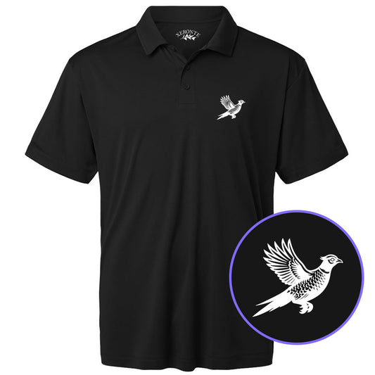 Black Pheasant Hunting Bird Men's Golf Polo Shirt