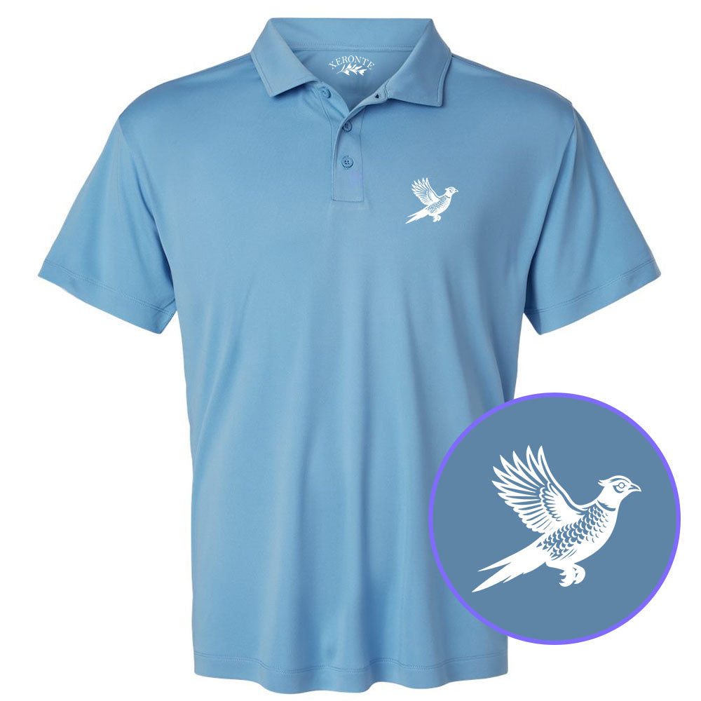 Carolina Blue Pheasant Hunting Bird Men's Golf Polo Shirt