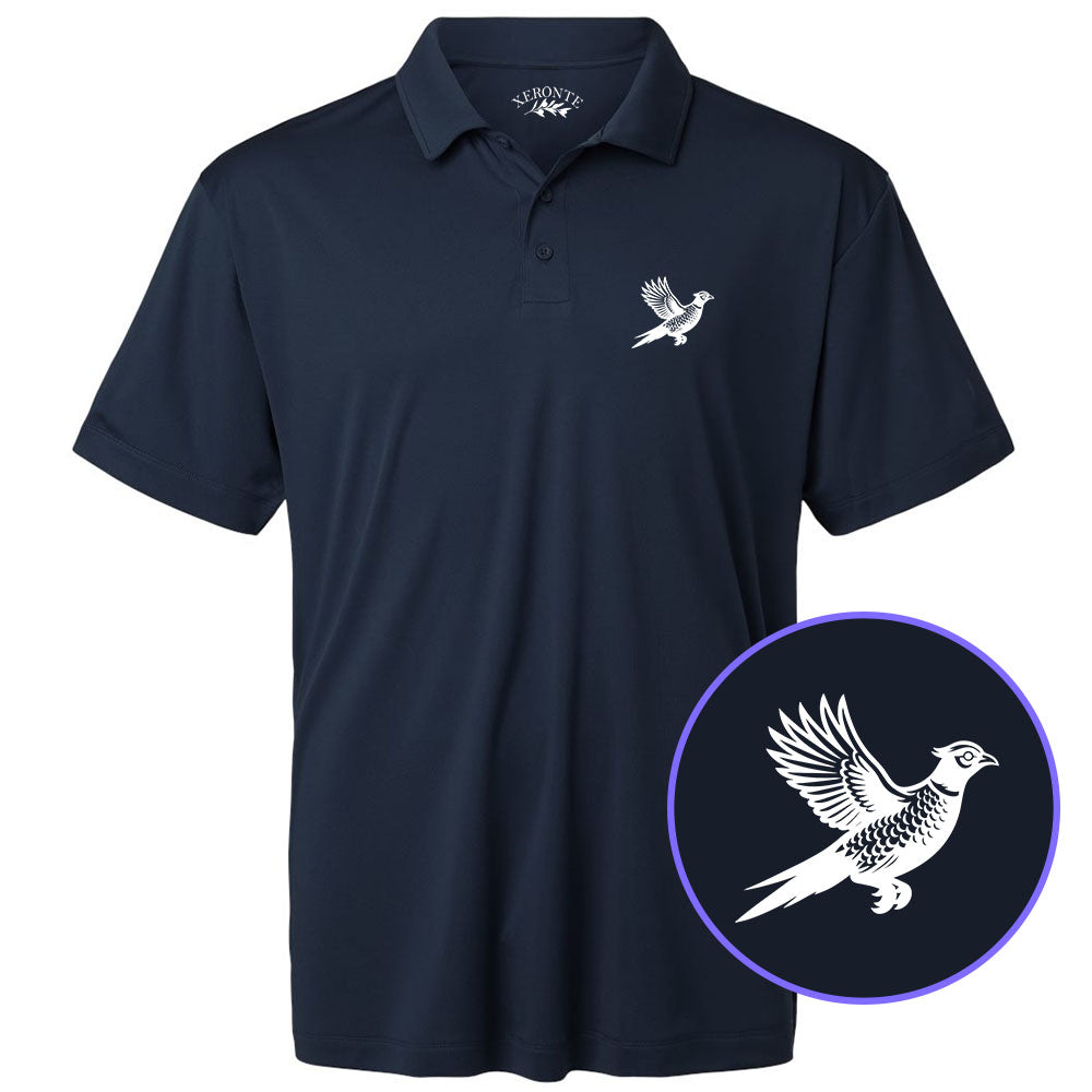 Navy Blue Pheasant Hunting Bird Men's Golf Polo Shirt