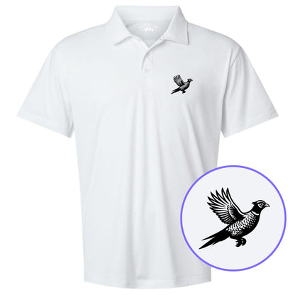 White Pheasant Hunting Bird Men's Golf Polo Shirt