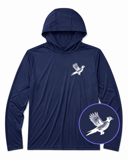 Navy Blue Pheasant Hunting Bird Men's Lightweight Performance Golf Hoodie
