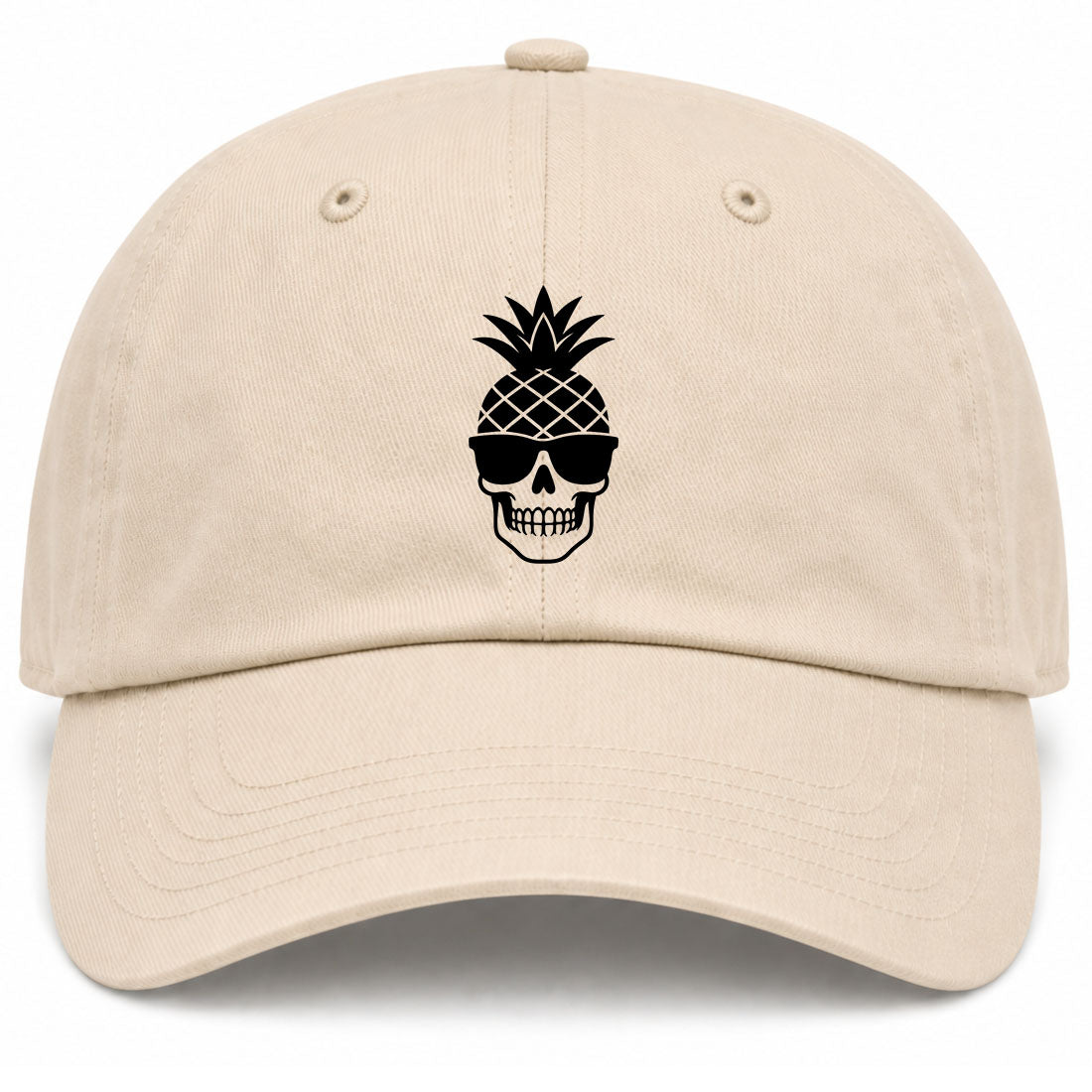 Beige Pineapple Skull Tiki Golf Dad Hat