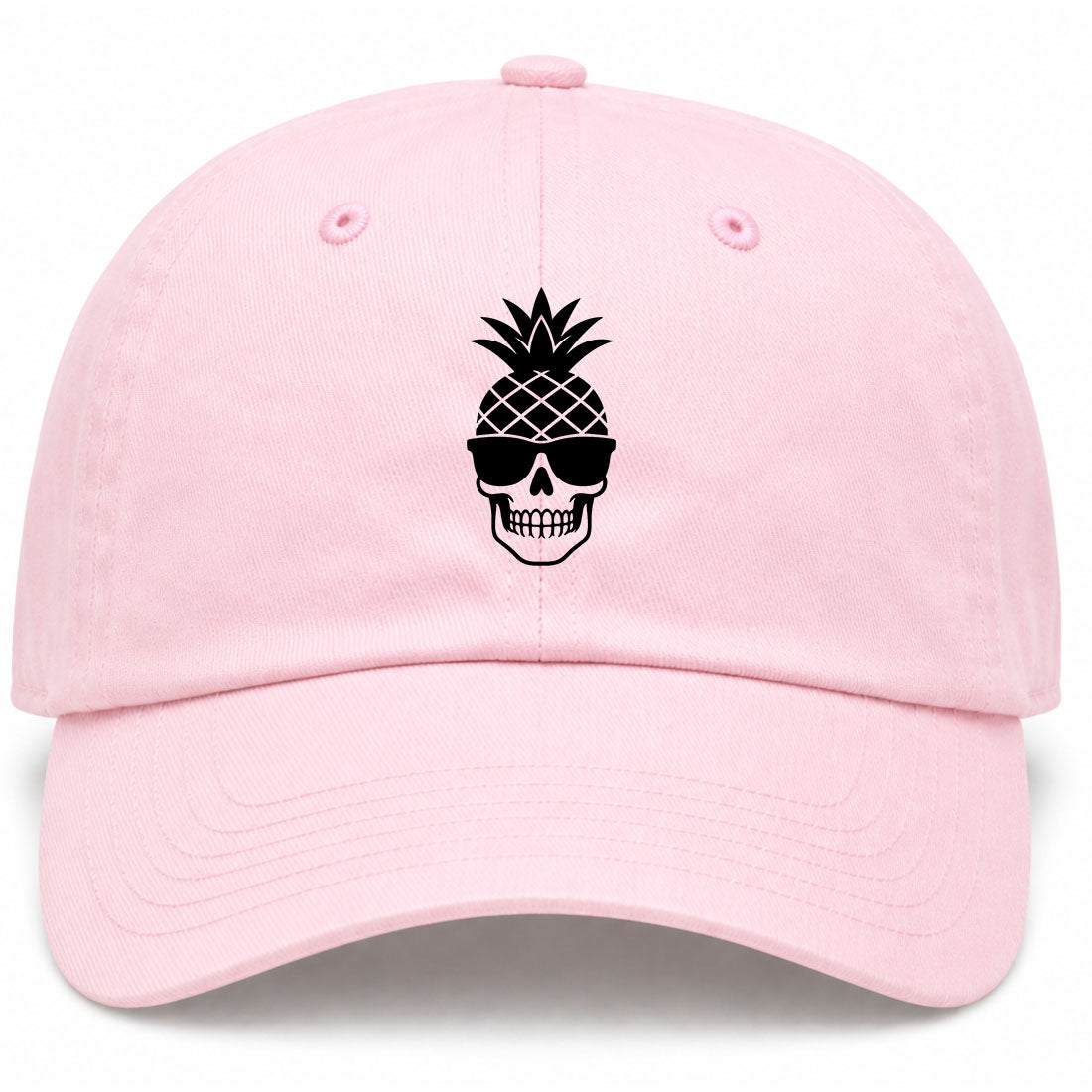 Pink Pineapple Skull Tiki Golf Dad Hat