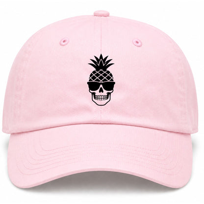 Pink Pineapple Skull Tiki Golf Dad Hat