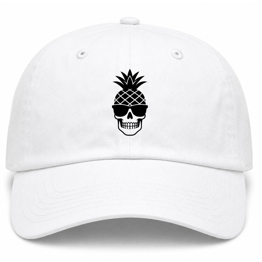 White Pineapple Skull Tiki Golf Dad Hat