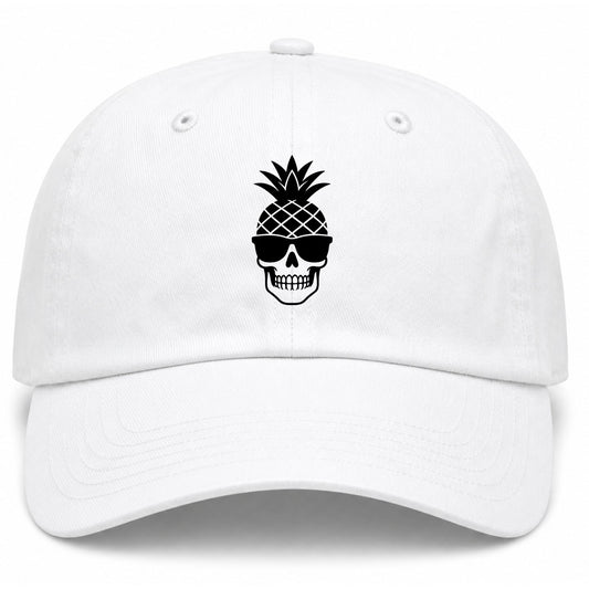 White Pineapple Skull Tiki Golf Dad Hat