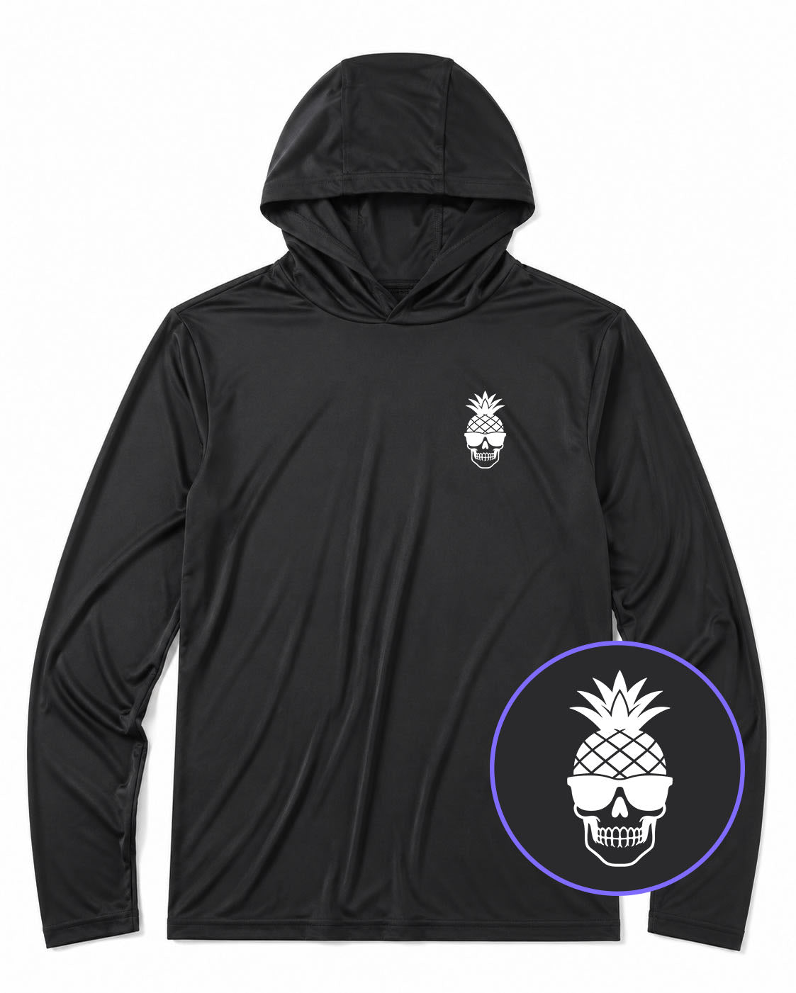 Black Pineapple Skull Tiki Men's Lightweight Performance Golf Hoodie