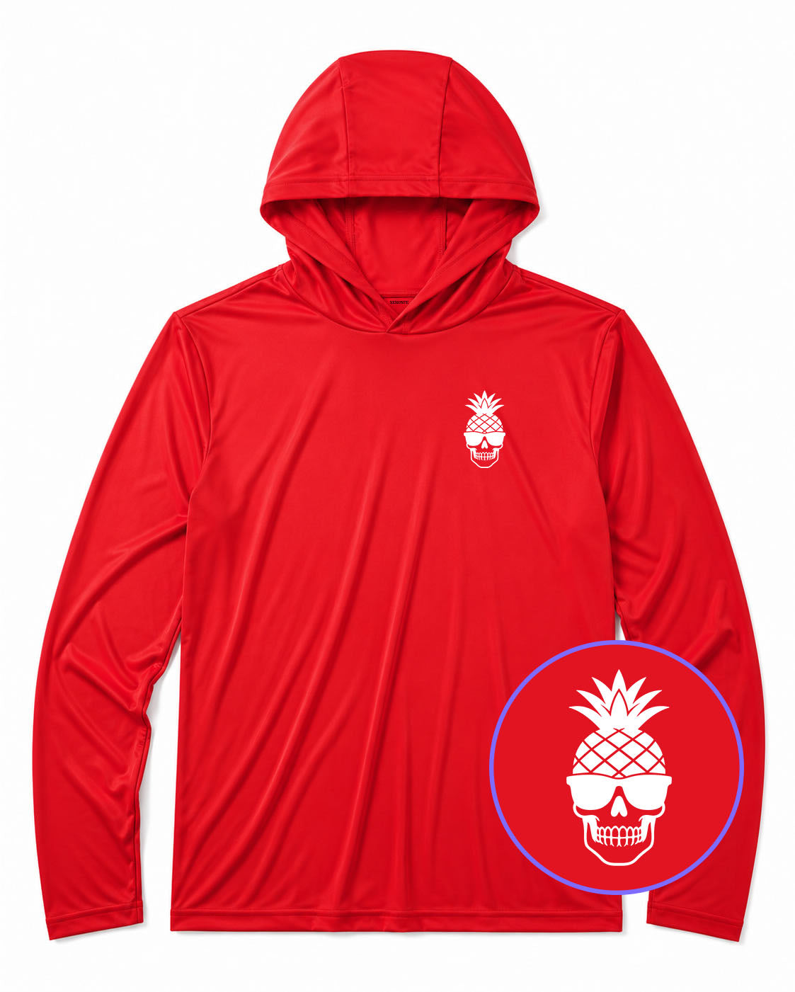 Red Pineapple Skull Tiki Men's Lightweight Performance Golf Hoodie
