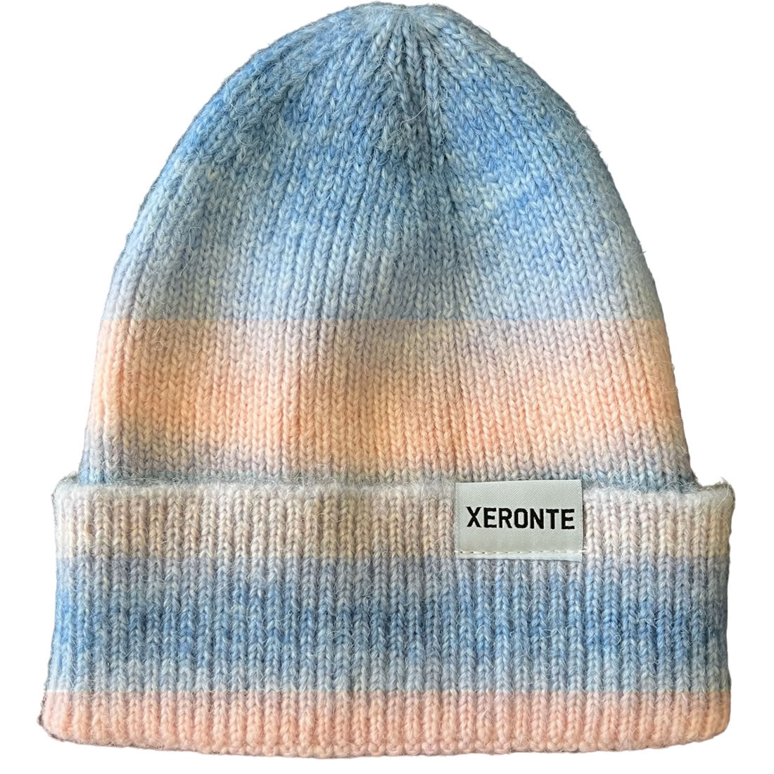 Pink And Blue Cotton Candy Marled Striped Beanie Hat