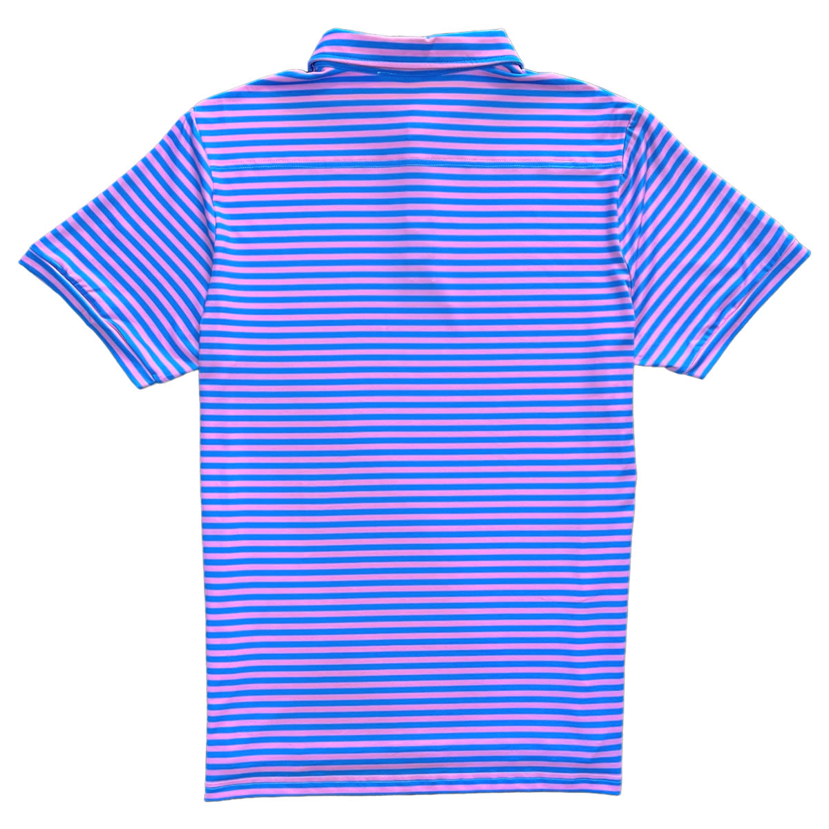 Classic Men's Pink and Blue Striped Polo Golf Shirt