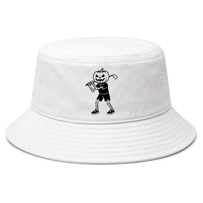 White Pumpkin Skeleton Halloween Golf Bucket Hat