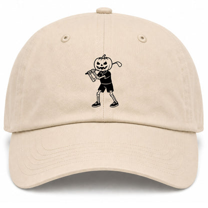 Beige Pumpkin Skeleton Halloween Golf Dad Hat