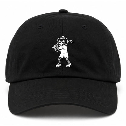Black Pumpkin Skeleton Halloween Golf Dad Hat