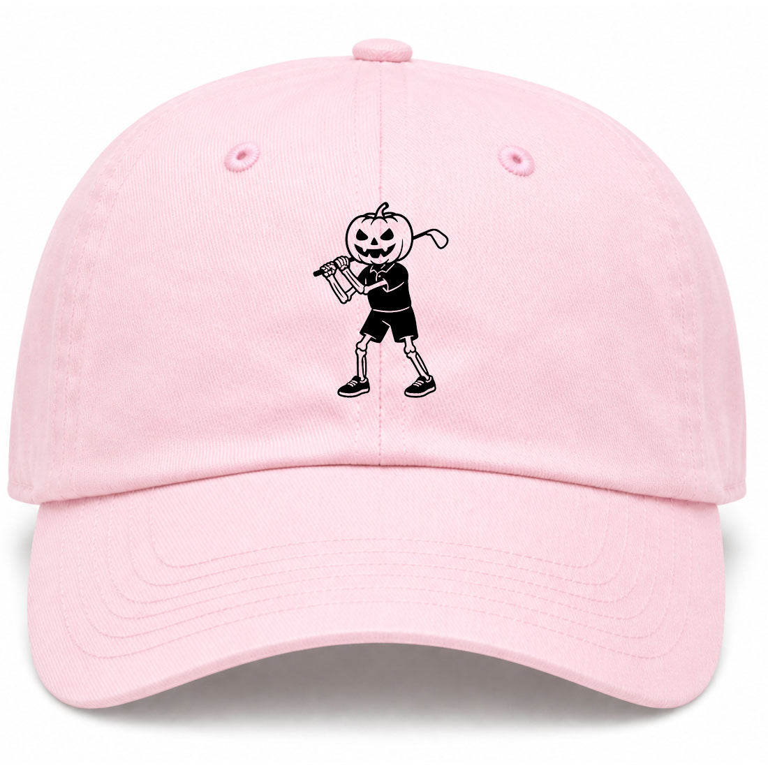 Pink Pumpkin Skeleton Halloween Golf Dad Hat
