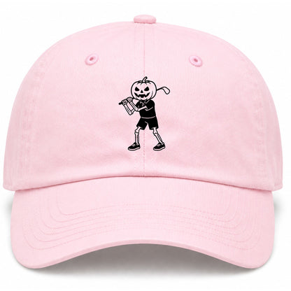 Pink Pumpkin Skeleton Halloween Golf Dad Hat