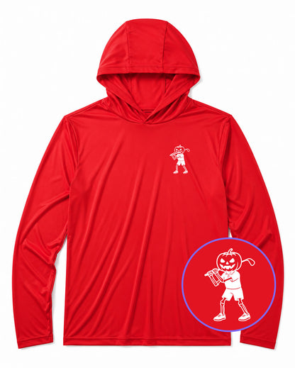 Red Pumpkin Skeleton Halloween Golf Men's Lightweight Performance Golf Hoodie