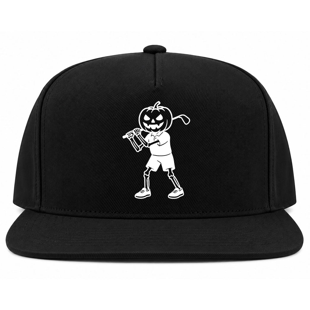 Black Pumpkin Skeleton Halloween Golf Snapback Hat