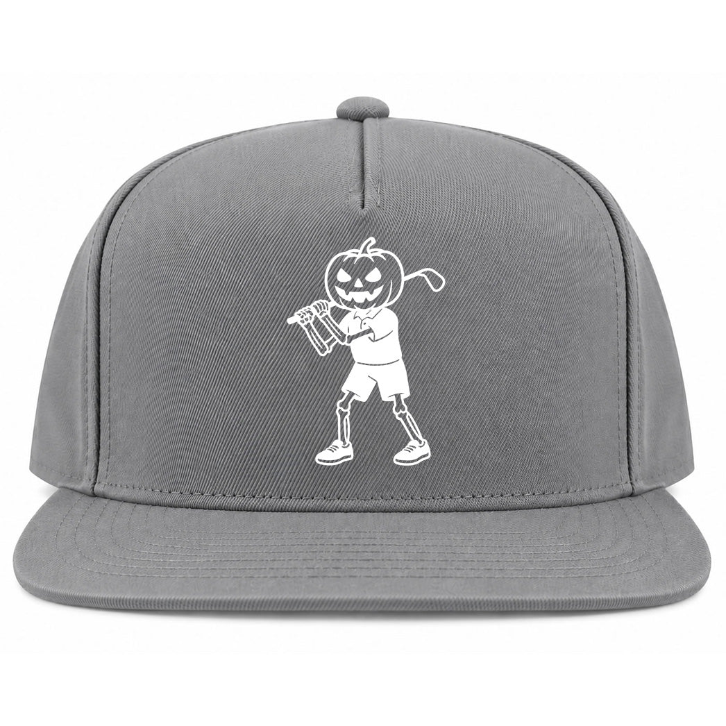 Grey Pumpkin Skeleton Halloween Golf Snapback Hat