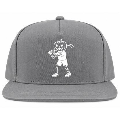 Grey Pumpkin Skeleton Halloween Golf Snapback Hat