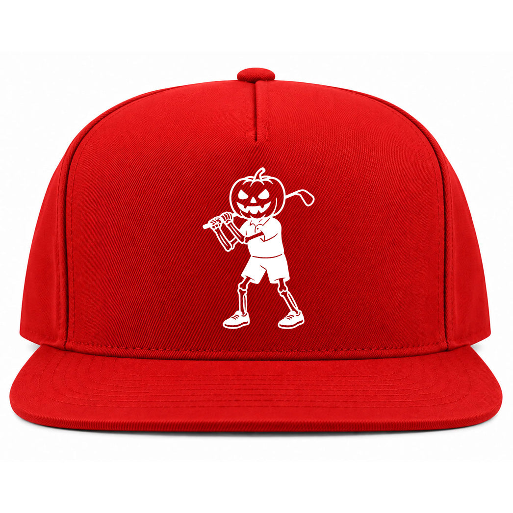 Red Pumpkin Skeleton Halloween Golf Snapback Hat