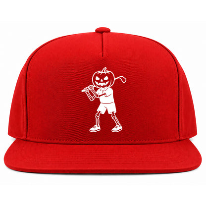 Red Pumpkin Skeleton Halloween Golf Snapback Hat