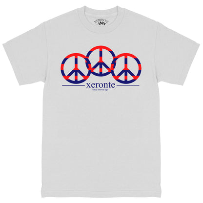 White Striped Peace Signs Mens T-Shirt