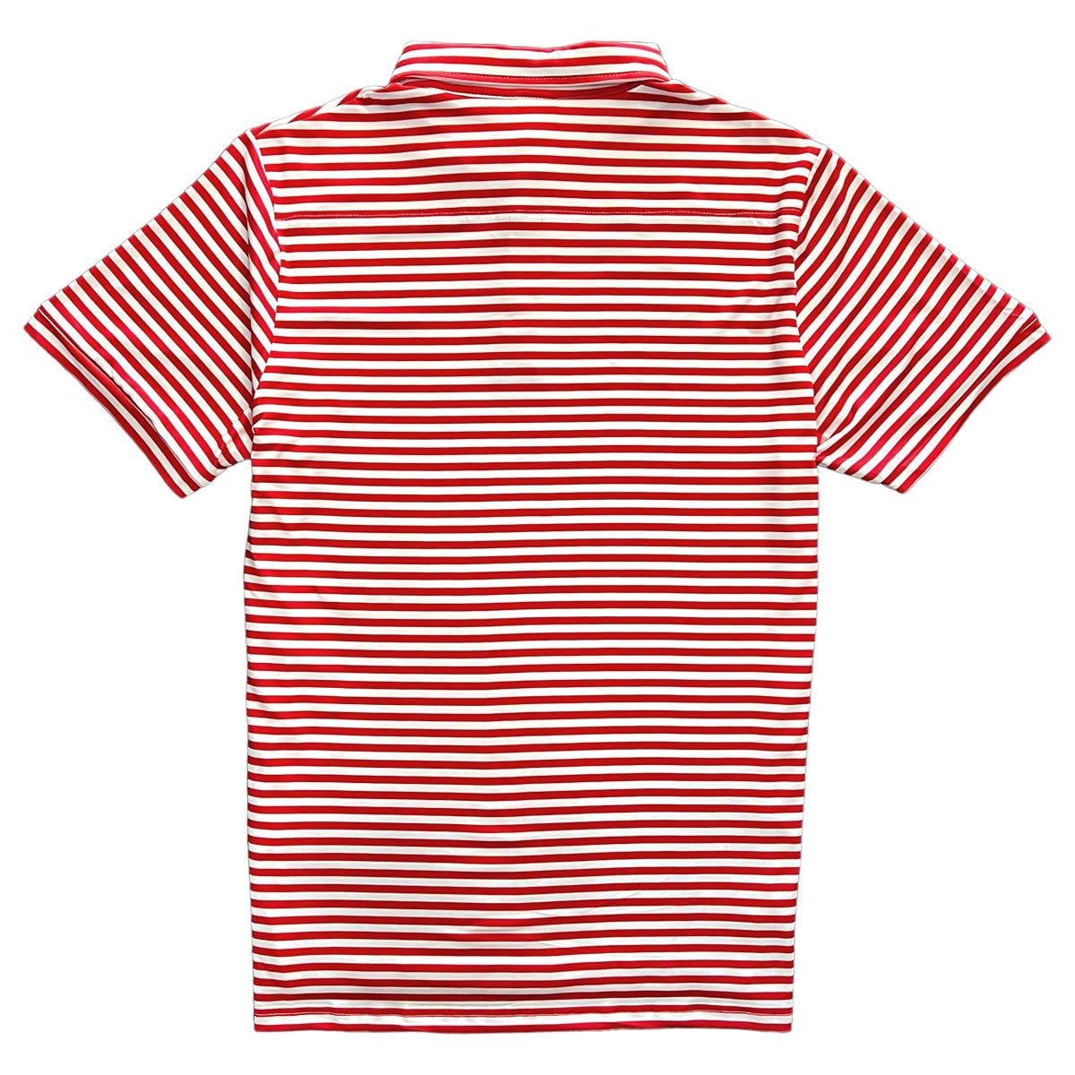 Classic Men's Red and White Striped Polo Golf Shirt Back