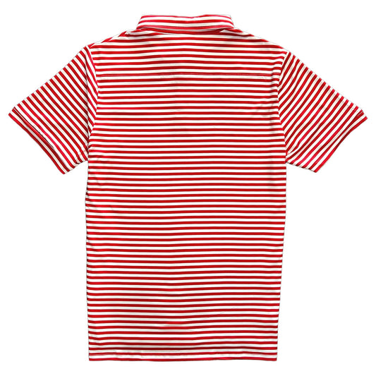 Classic Men's Red and White Striped Polo Golf Shirt Back