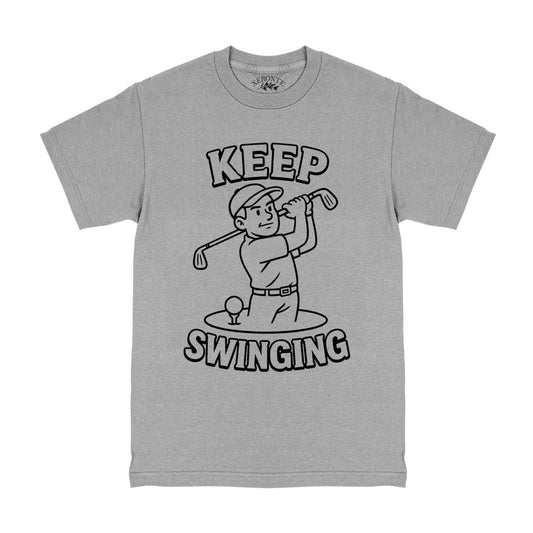 Retro Keep Swinging Motivational Golf Men's T-Shirt Grey