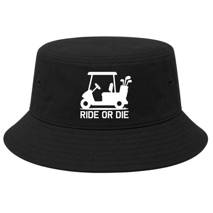 Black Ride Or Die Golf Cart Golf Bucket Hat