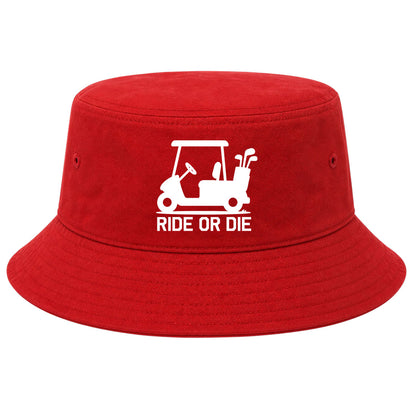 Red Ride Or Die Golf Cart Golf Bucket Hat