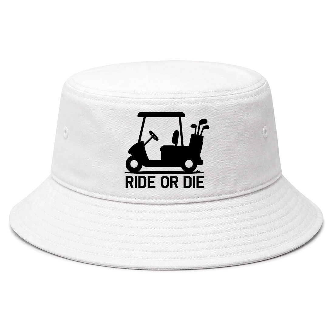 White Ride Or Die Golf Cart Golf Bucket Hat