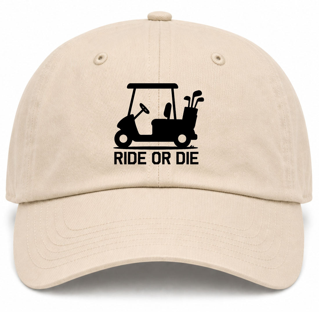 Beige Ride Or Die Golf Cart Golf Dad Hat