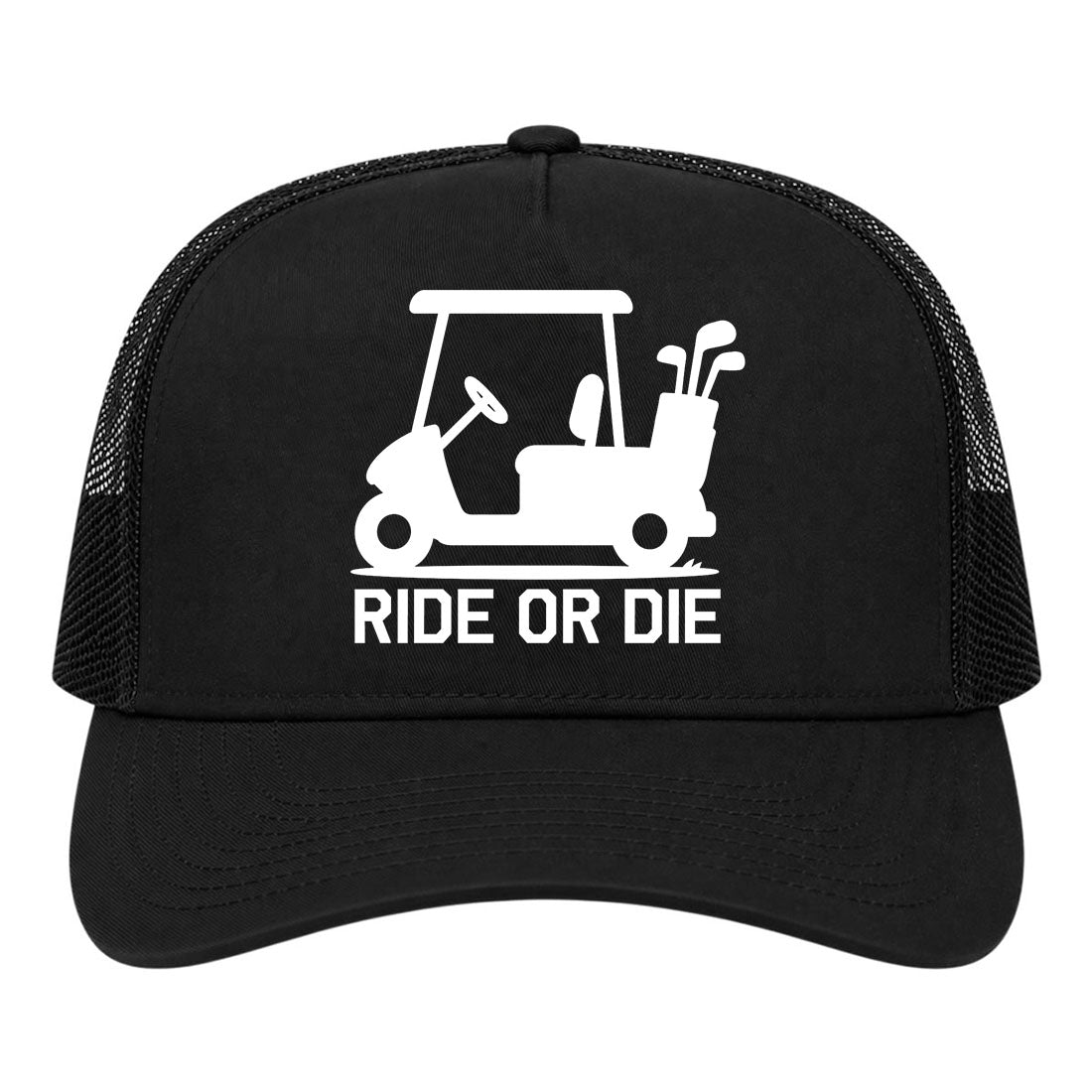 Black Ride Or Die Golf Cart Golf Trucker Hat