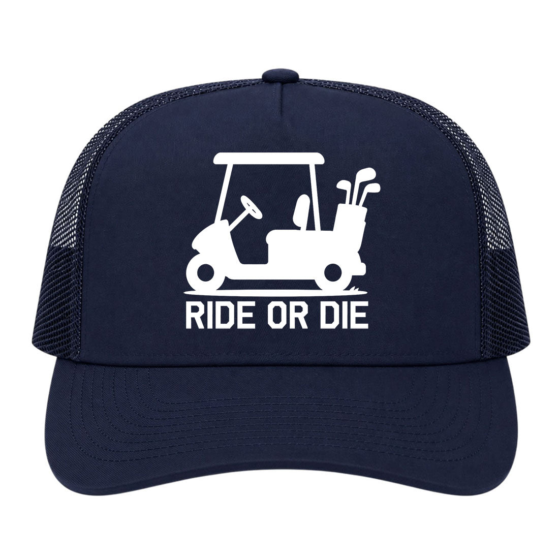 Navy Blue Ride Or Die Golf Cart Golf Trucker Hat