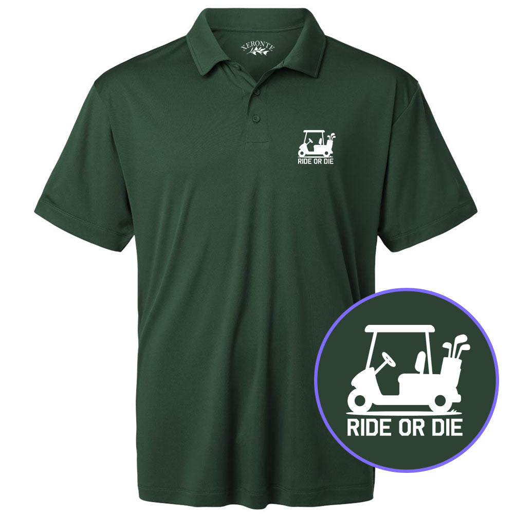 Green Ride Or Die Golf Cart Men's Golf Polo Shirt
