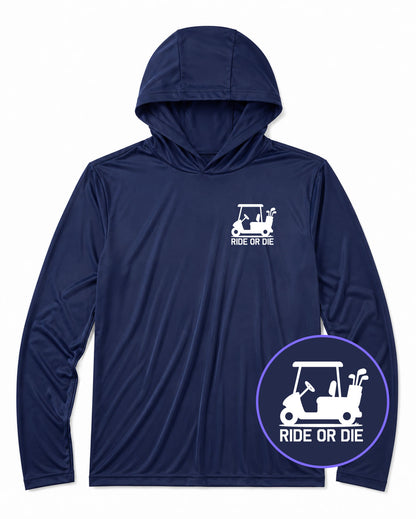Navy Blue Ride Or Die Golf Cart Men's Lightweight Performance Golf Hoodie