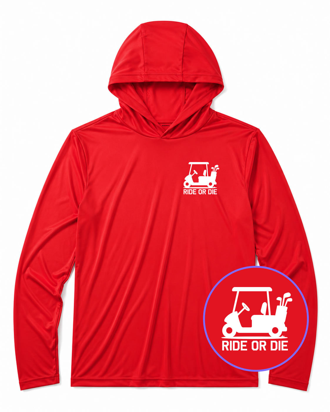 Red Ride Or Die Golf Cart Men's Lightweight Performance Golf Hoodie