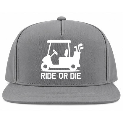 Grey Ride Or Die Golf Cart Golf Snapback Hat