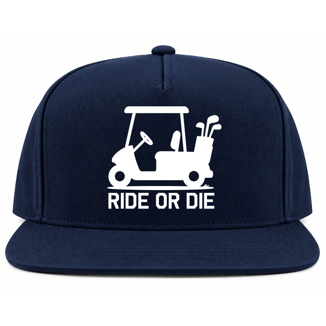 Navy Blue Ride Or Die Golf Cart Golf Snapback Hat