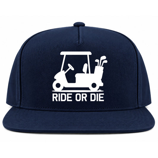 Navy Blue Ride Or Die Golf Cart Golf Snapback Hat