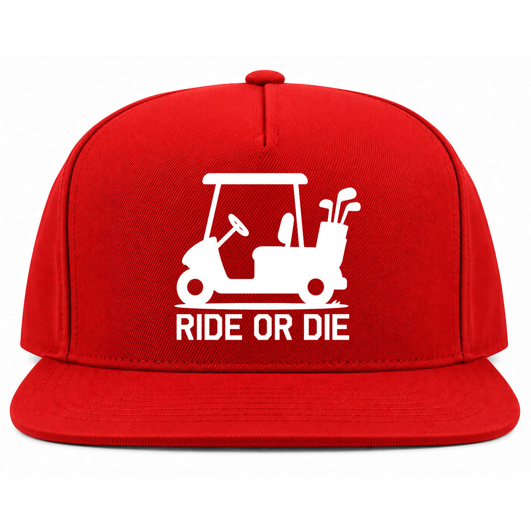 Red Ride Or Die Golf Cart Golf Snapback Hat