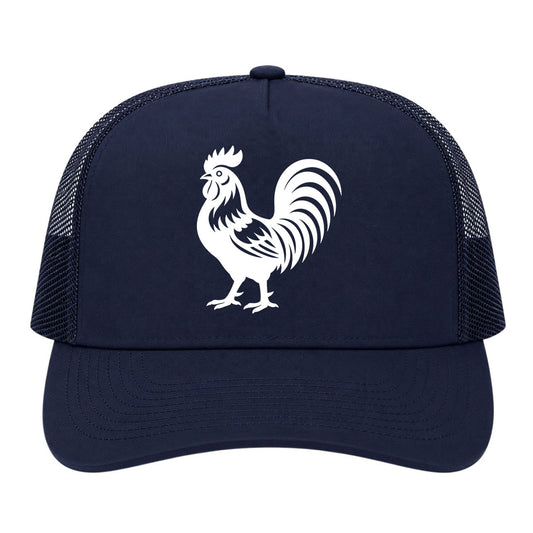 Navy Blue Rooster Farm Animal Golf Trucker Hat